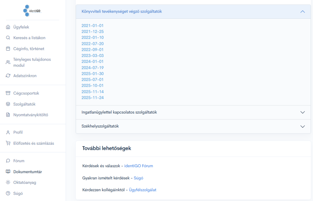 Korábbi belső szabályzatok az identiGO dokumentumtárban