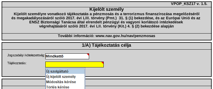 VPOP_KSZ17 nyomtatvány 1/a blokk - tájékoztatás célja