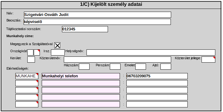 VPOP_KSZ17 nyomtatvány 1/c blokk - kijelölt személy adatai