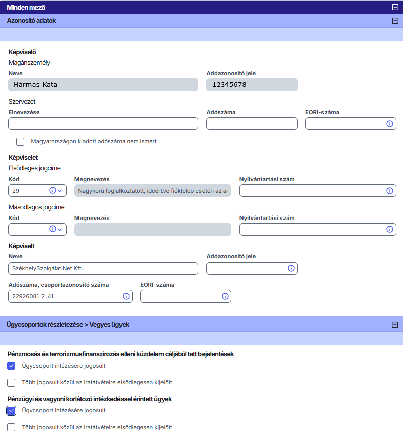 UJEGYKE helyes kitöltése meghatalmazottként